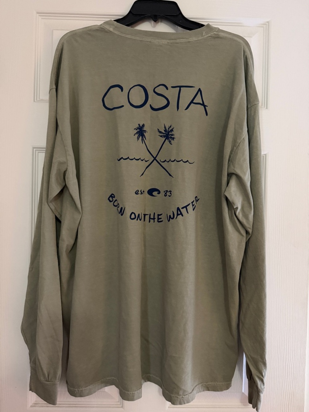 2XL Costa Olive Long Sleeve Tee with Navy Palm Graphic